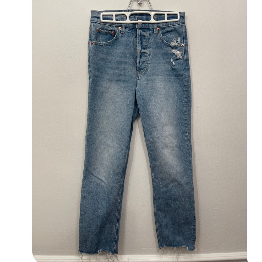 GAP - Cheeky Straight High Rise Jeans - Light Wash - Raw Hem - Size 26 / 2R